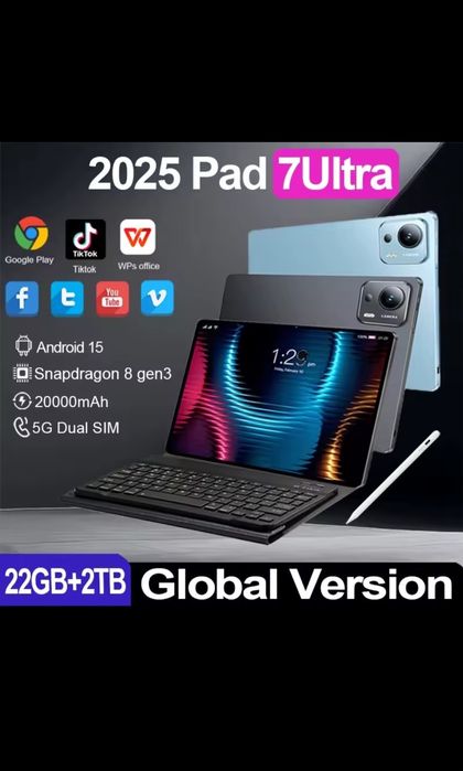 Tablet 2025 Pad 7 ultra 22GB RAM + 2TB ROM + Android 15 + 20000mAh