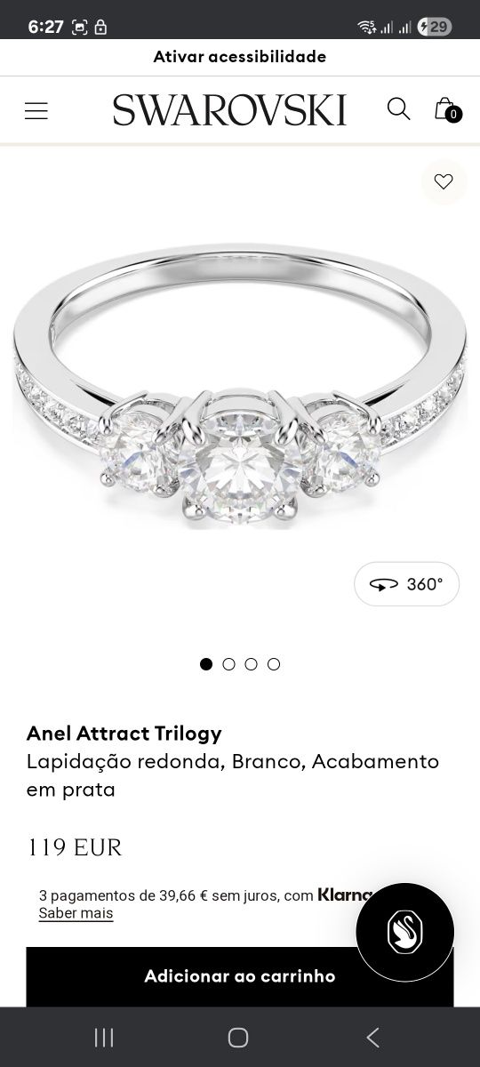 Anel Attract Trilogy Swarovski