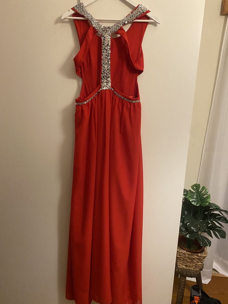 Vestido cetim encarnado para baile/cerimonia