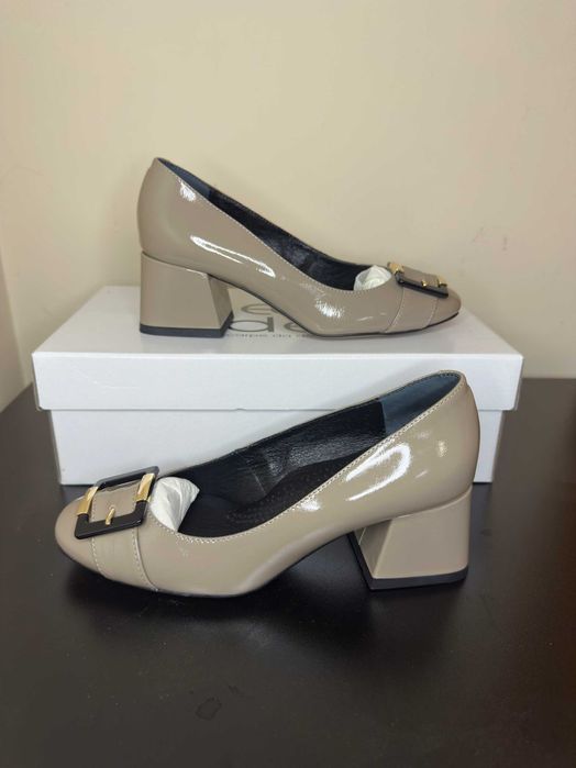 EDEO Kawowe czółenko z ozdobą 37 NOWE