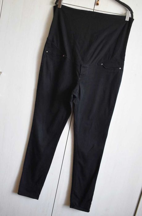Spodnie ciążowe 40 L rurki slim materiałowe wygodne H&M czarne