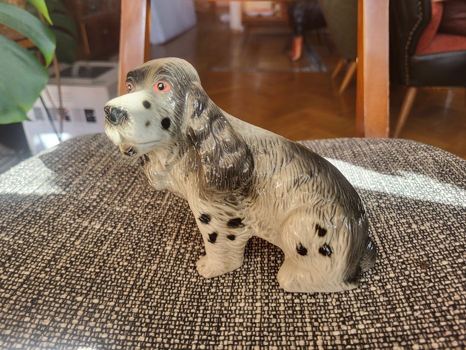 Figurka porcelanowa pies spaniel - vintage, Skandynawia? Jak Ćmielów