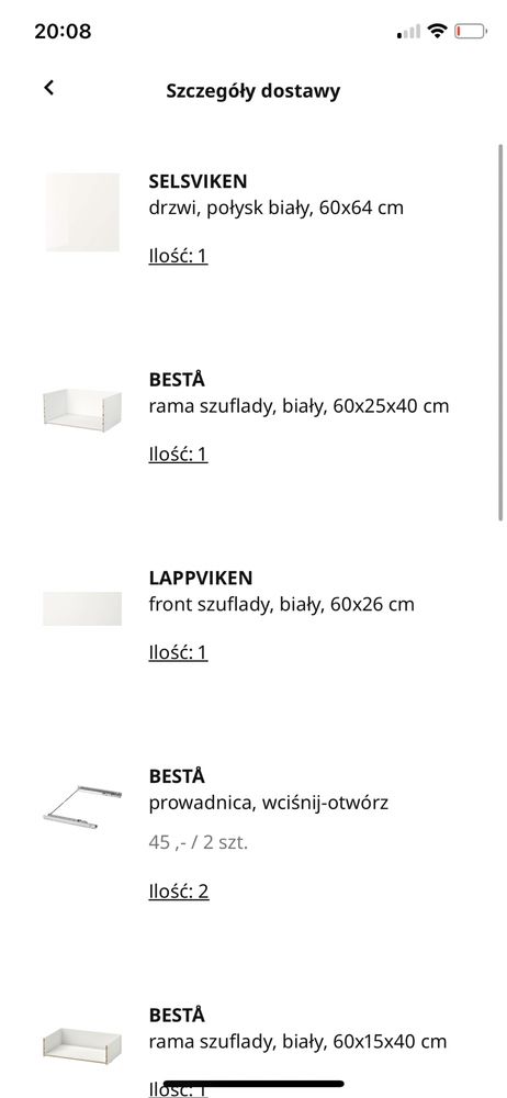 Szafka Besta Ikea biała z nóżkami