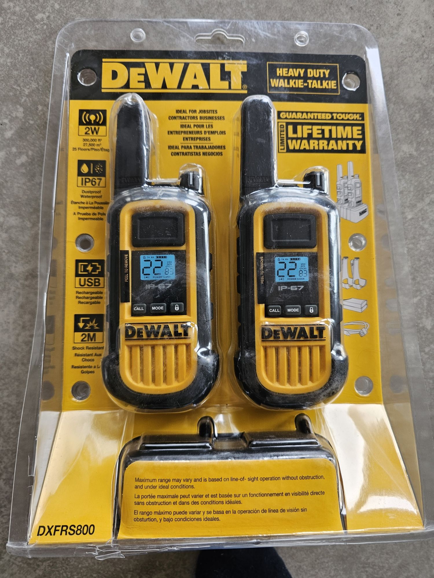 Dewalt walkie-talkie DXFRS800