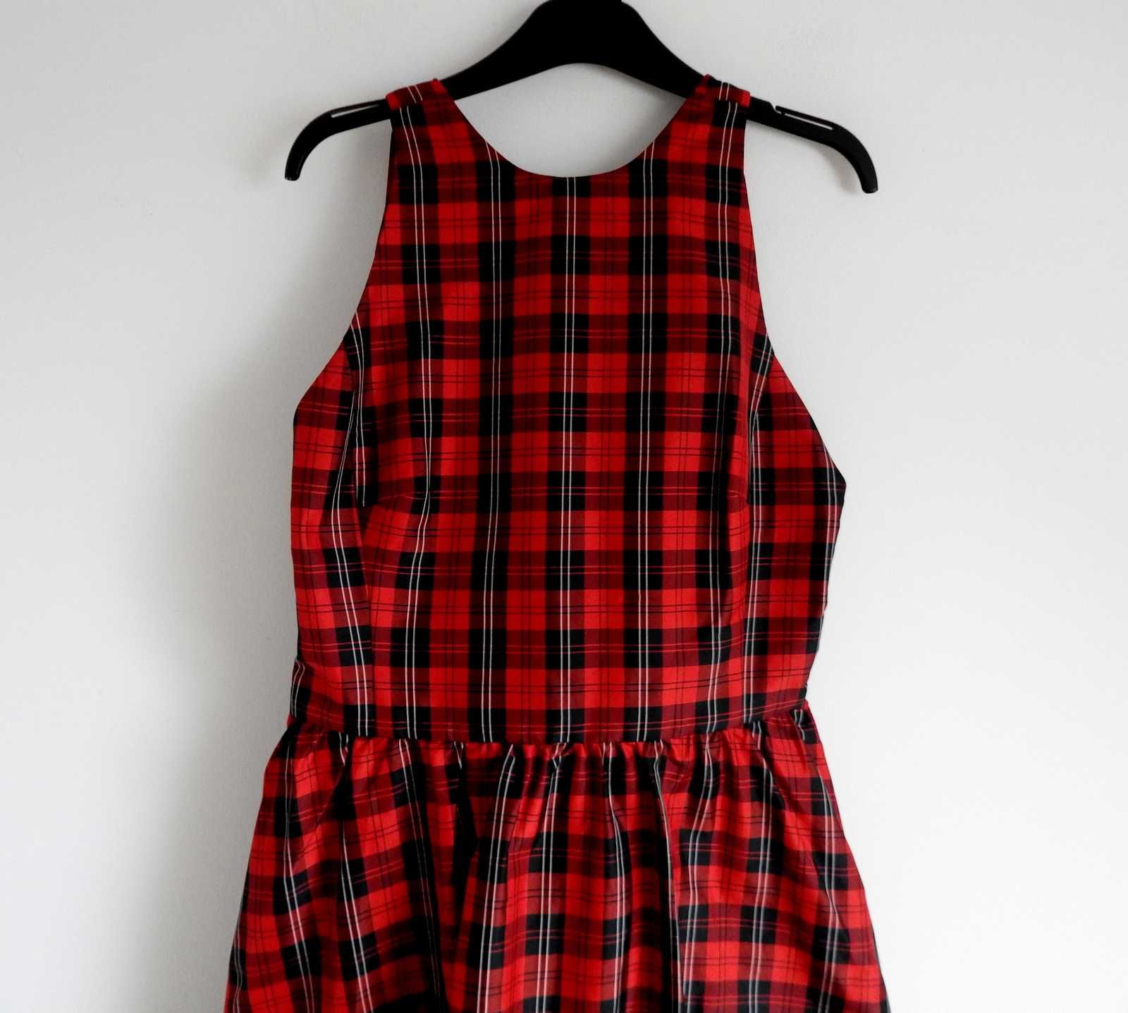 Ralph Lauren elegancka długa suknia w kratkę long maxi sukienka RL