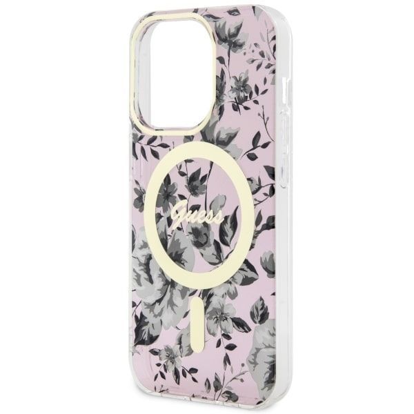 Etui Guess Guhmp14Lhcfwsp iPhone 14 Pro 6.1" Różowe Flower MagSafe