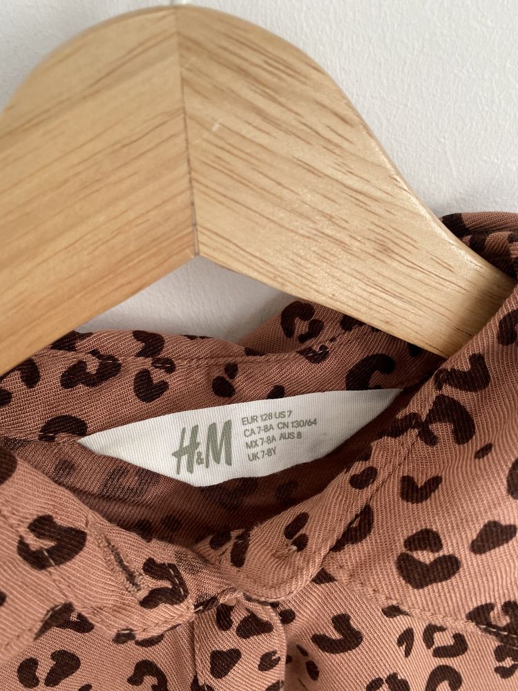 Sukienka h&m 128 brązowa ruda cętki wiskoza