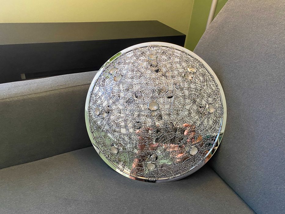 Plafon glamour metalowy inkrustowany szklem