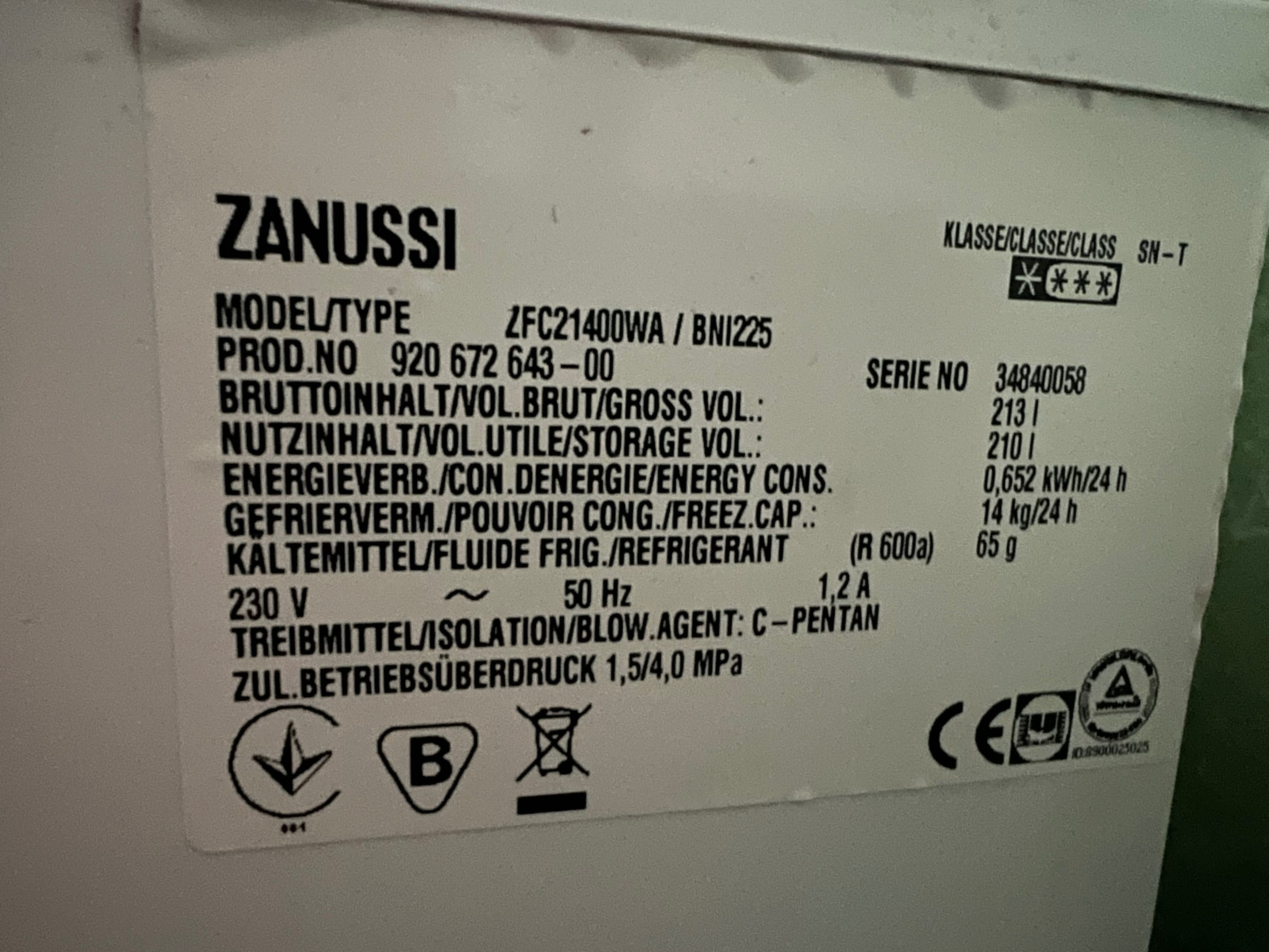 Морозильна камера ZANUSSI zfc41400wa/BNI225