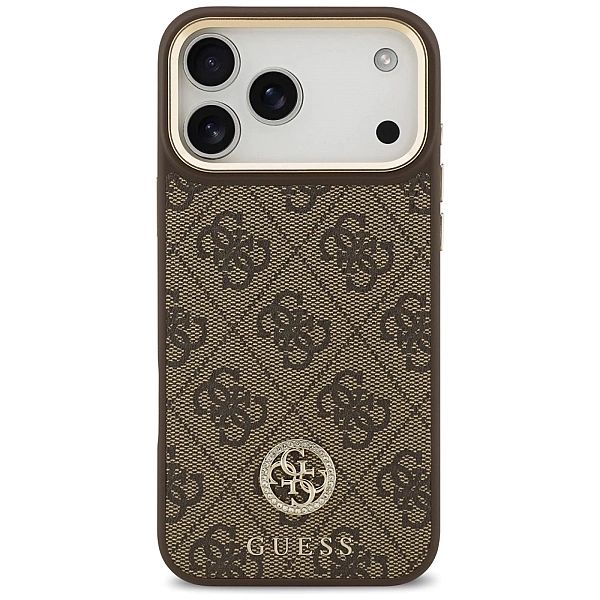 Etui Guess 4G Strass Logo MagSafe na iPhone 17 Pro Max - brązowe
