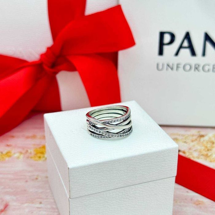 Каблучка Pandora "Сяючі лінії" 190919CZ Кольцо Пандора Сияющие Линии