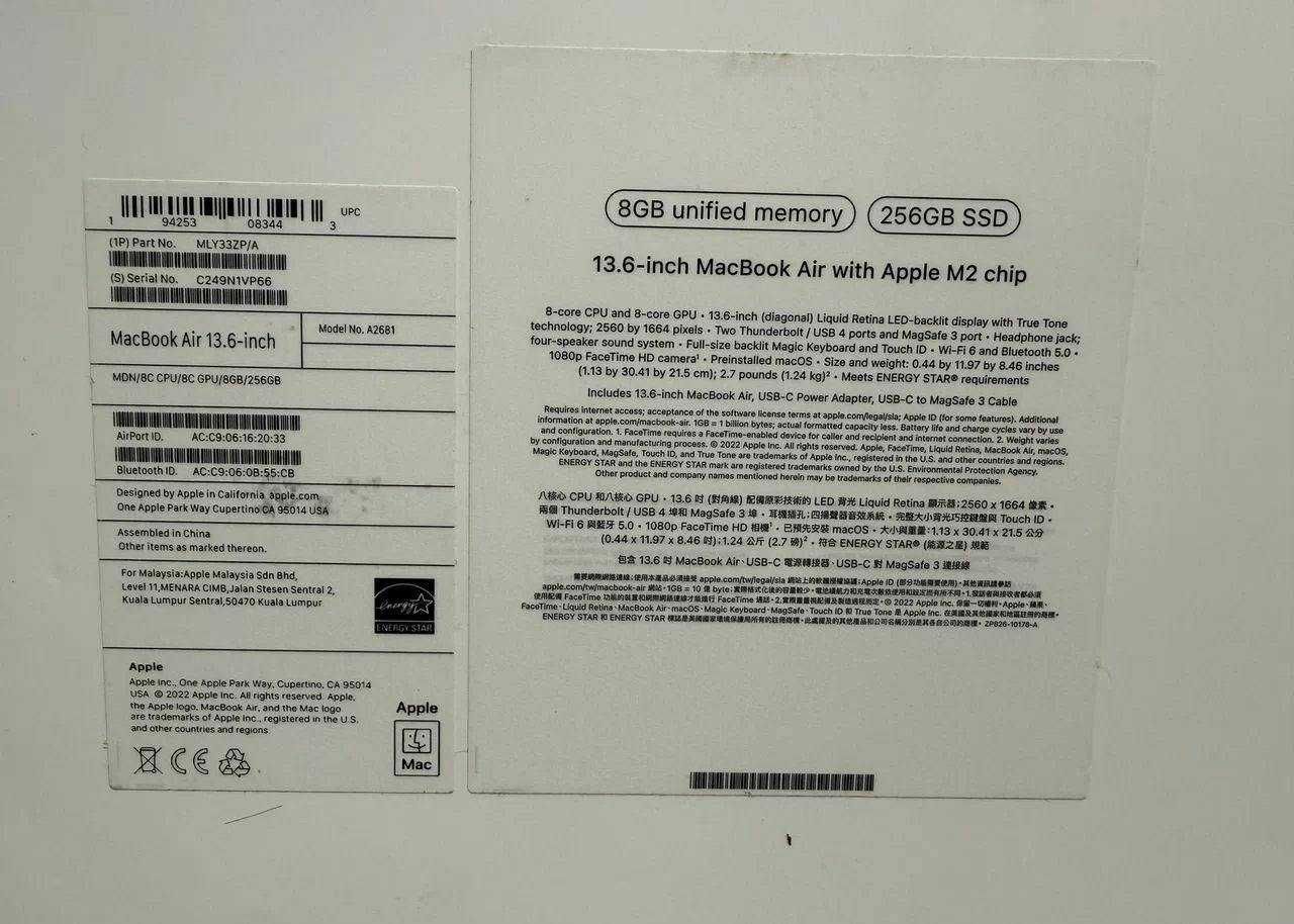 Macbook Air 13 m2 midnight 256/8