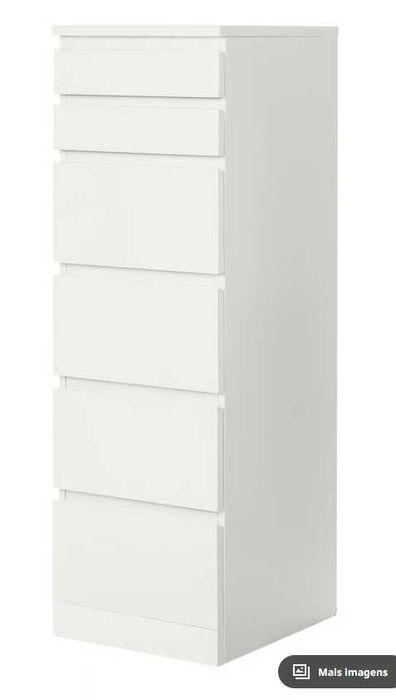 IKEA MALM Cómoda c/6 gavetas, branco e espelho