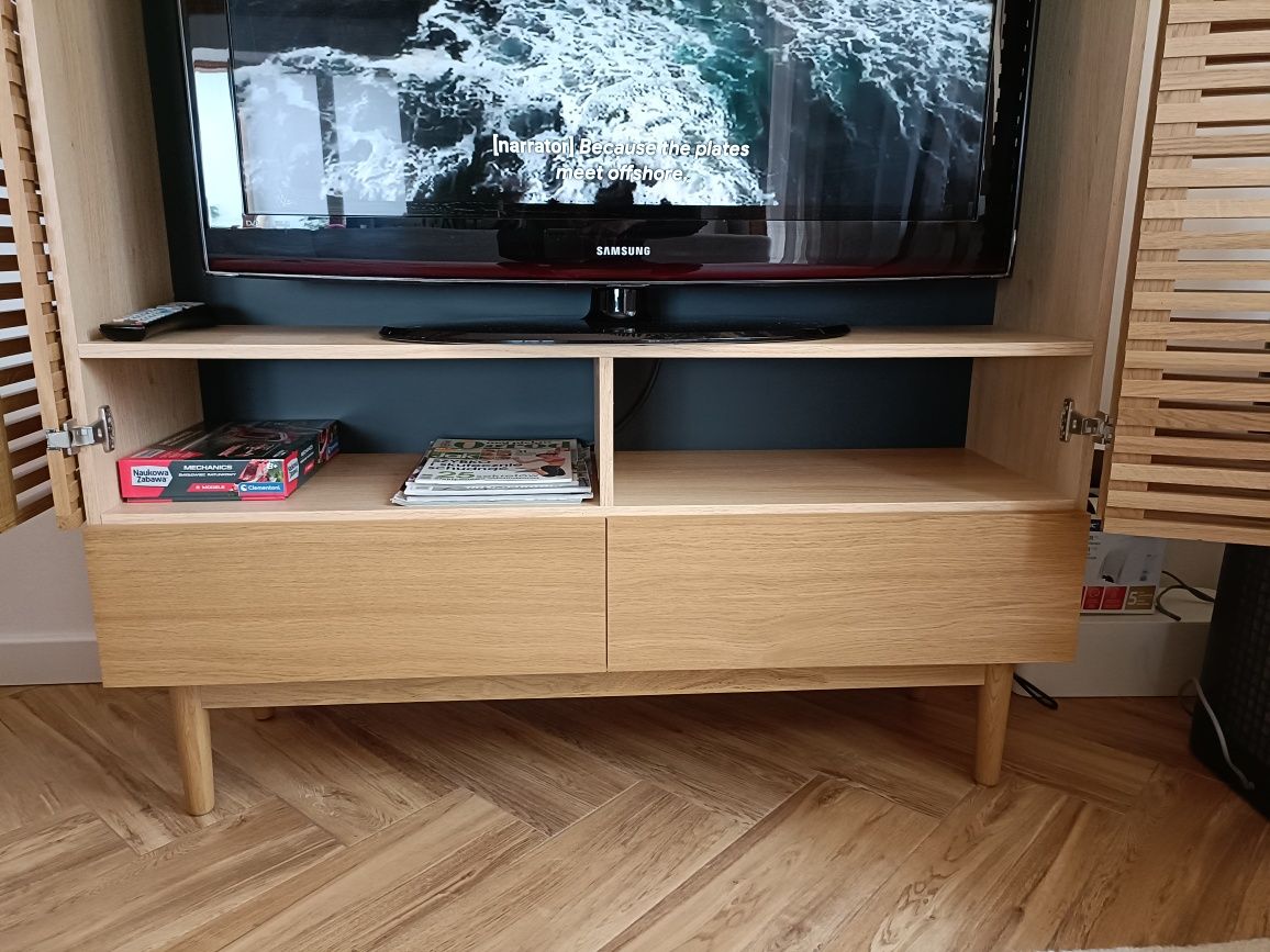 Szafka na telewizor, Boho, ażurowe drzwi, zamykana