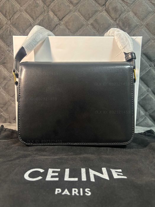 Celine Triomphe Classique 2025 Black Сумка Селин Триумф черная кожаная