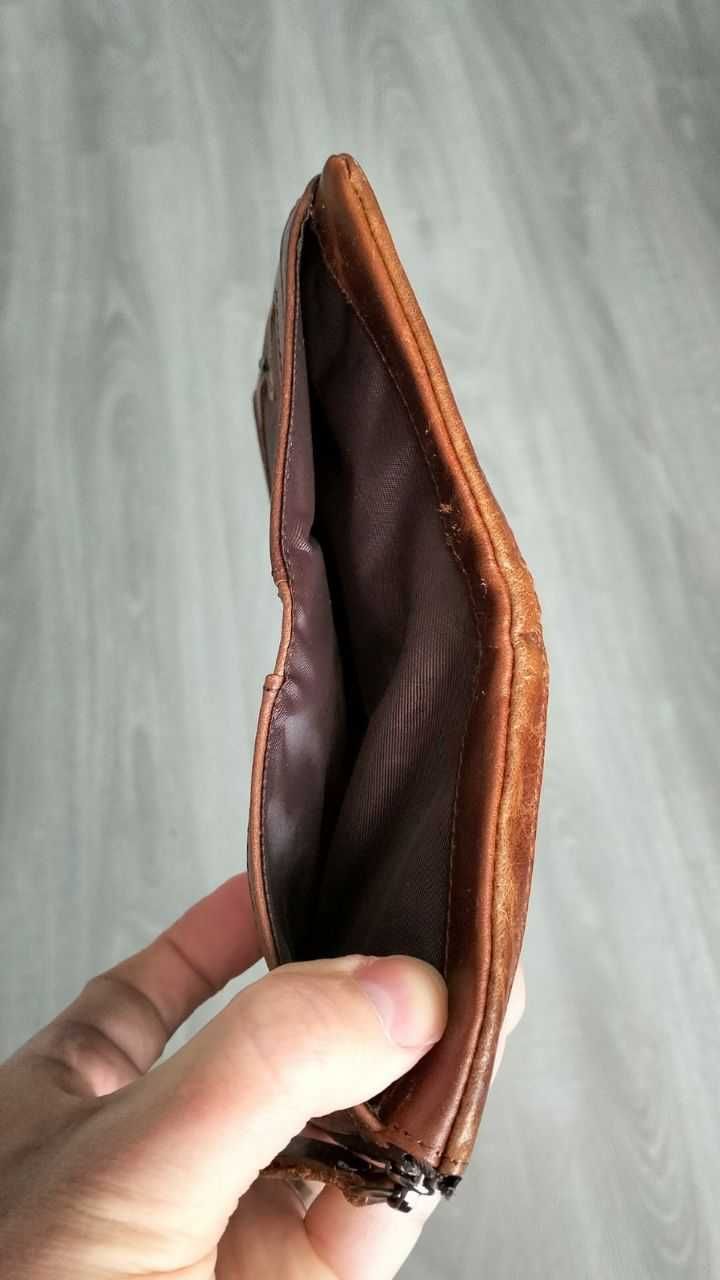 Кожаный кошелёк коричневый, мужской.