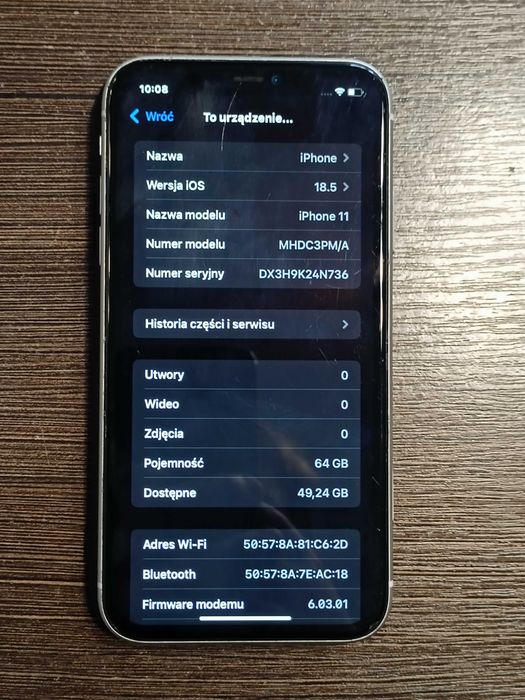 iPhone 11, biały, bateria 100%