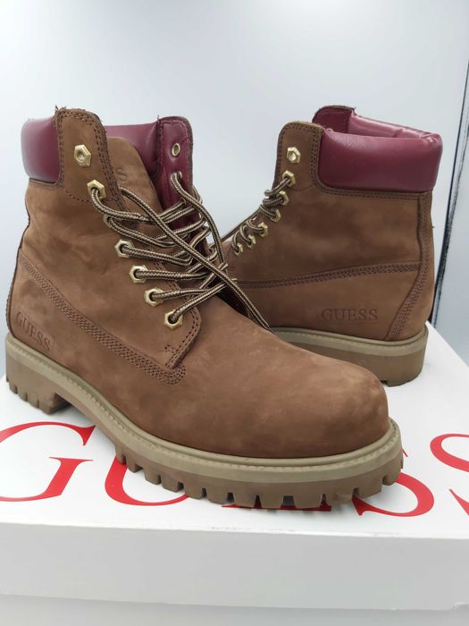 Glany botki GUESS trapery brązowe rozmiar 41 nubuk trzewiki