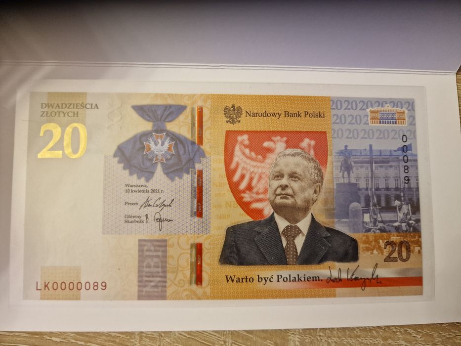 Banknot Lech Kaczynski - bardzo niski numer, dwucyfrowy