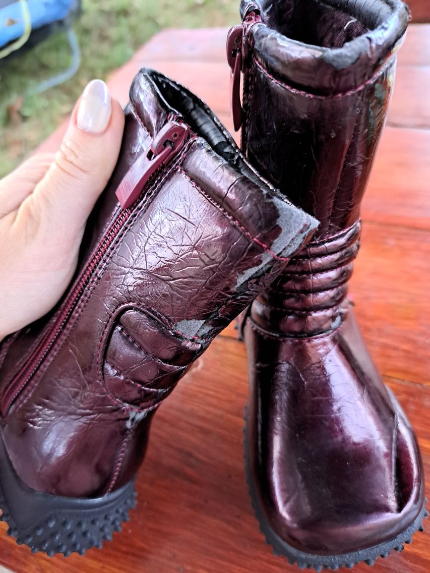 Buty na zimę dla dziewczynki lakierowane