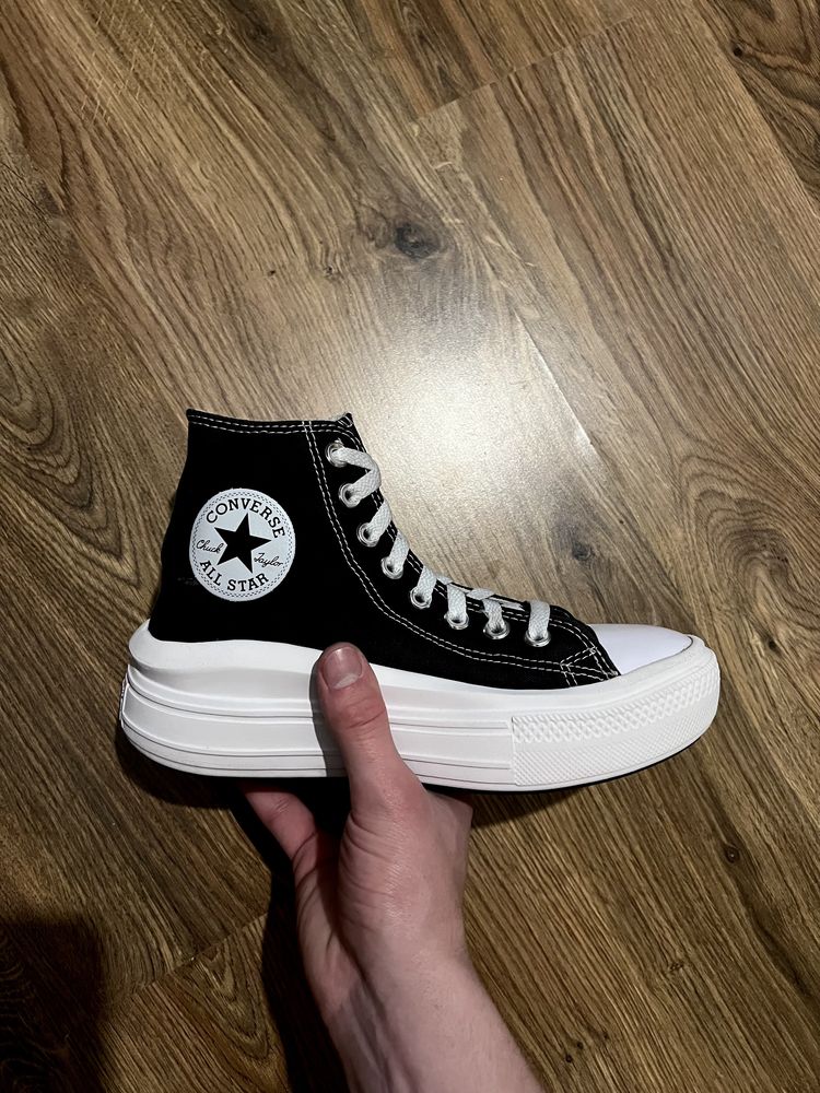 Converse 38 MOVE Czarne Wysokie Platform Trampki Chuck Taylor 24.5cm