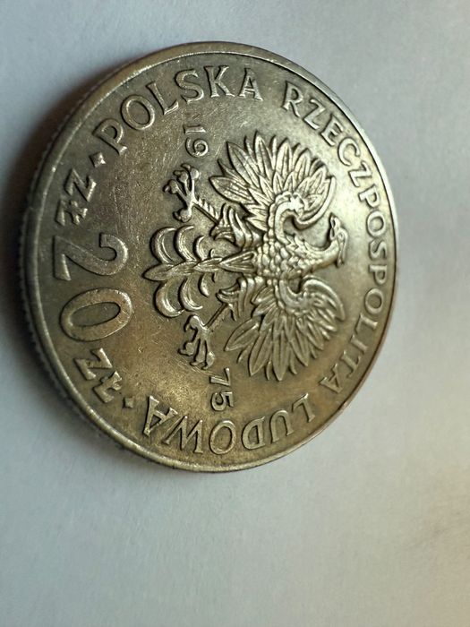 Moneta 20 zl 1975 Marceli Nowotko bez znaku mennic