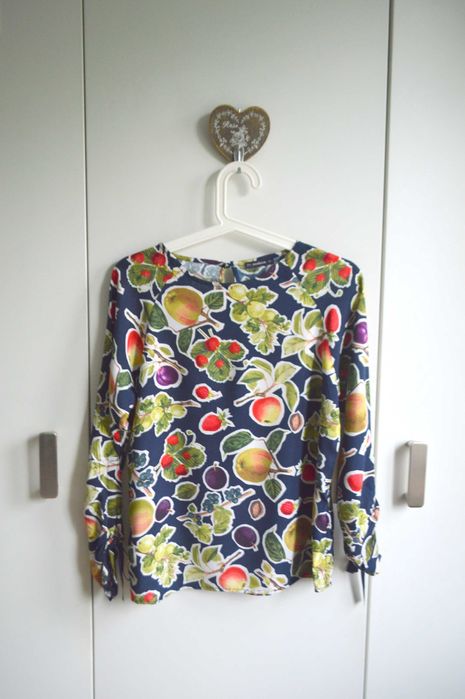 Medicine piękna bluzka w owoce unikatowa XS/S boho folk piękna wiskoza