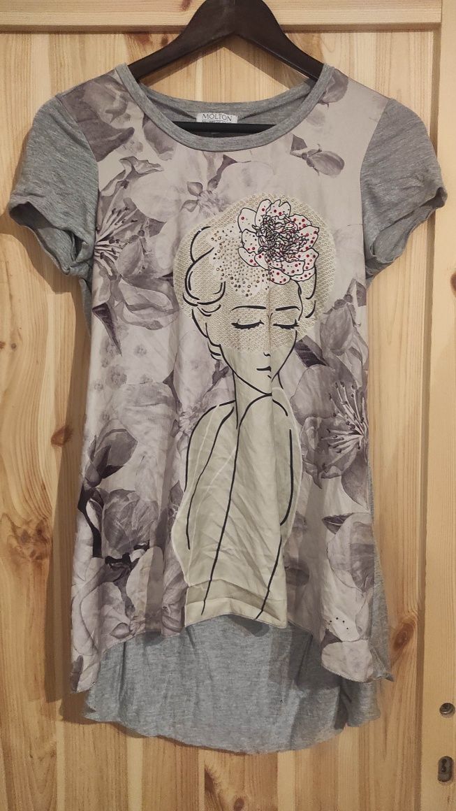 Szara damska bluzka koszulka t-shirt molton secret of style rozmiar s