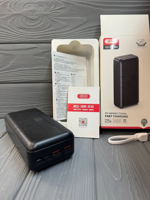 XO Power Bank 2USB+Type-C QC&PD3.0 22.5W 30000mAl +Фонарик Гарантія 6м
