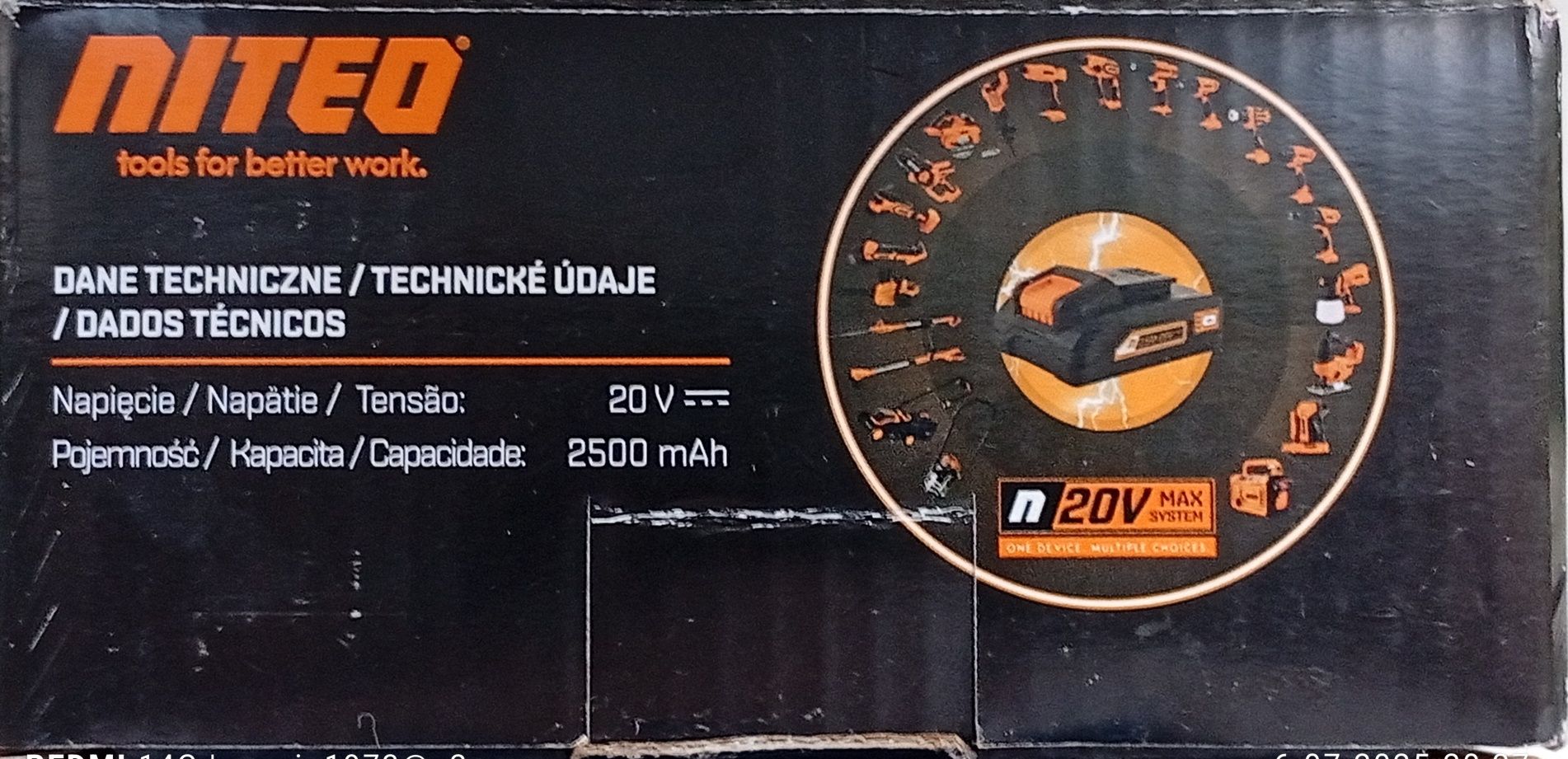 Akumulator litowo-jonowy NITEO Tools 20V Max  2,5 Ah