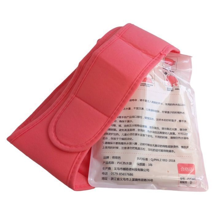 Termofor Gumowy w Pokrowcu Pluszowy Pas Różowy