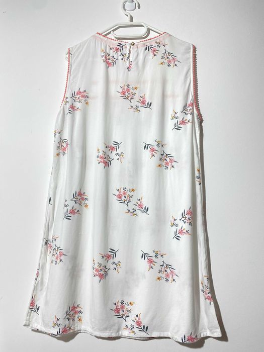 bluzka koszula tunika luźna krótka sukienka biała 100% wiskoza M L róż