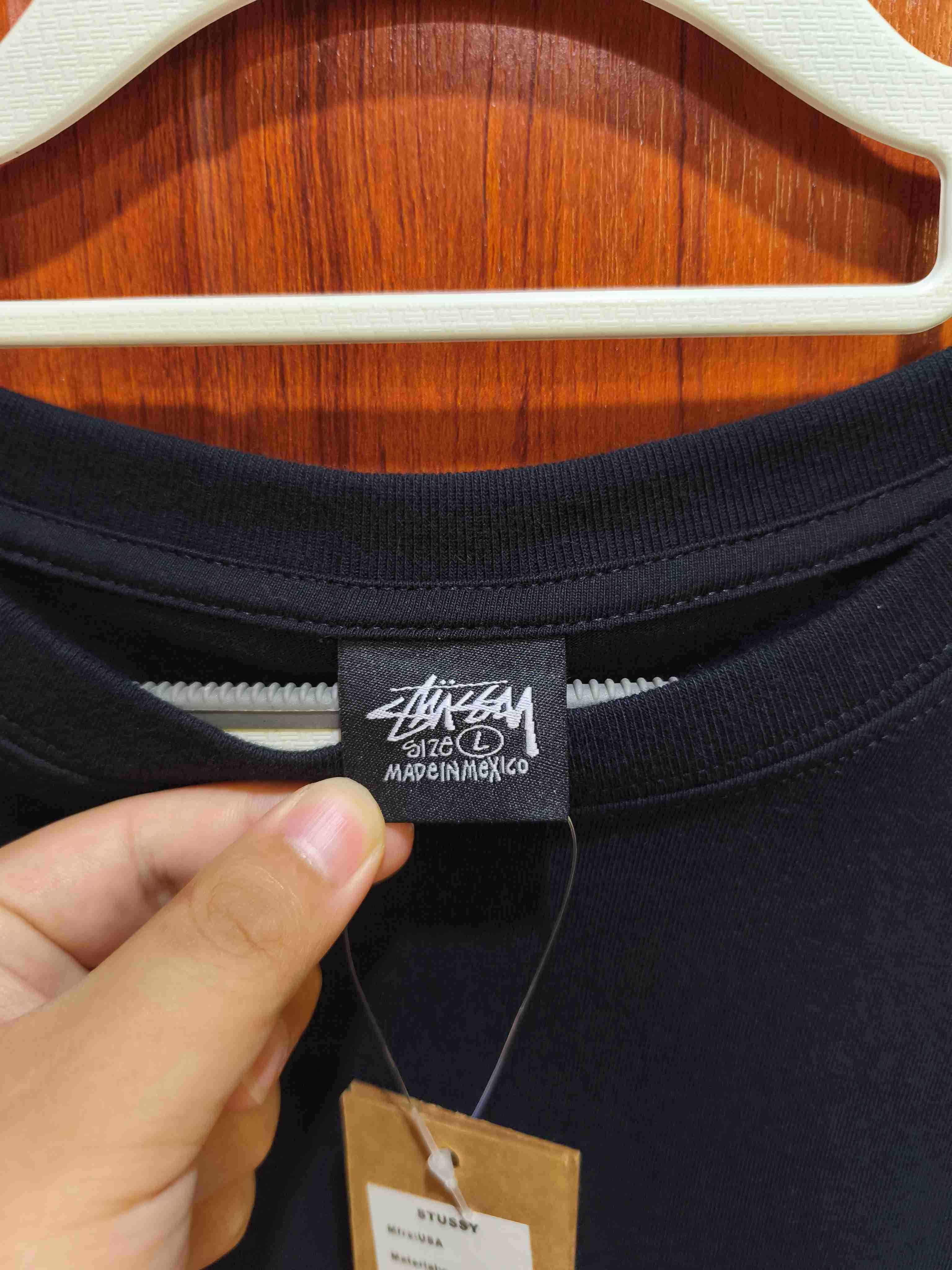 Stussy,Męska czarna koszulka z nadrukiem letnim, rozmiar L