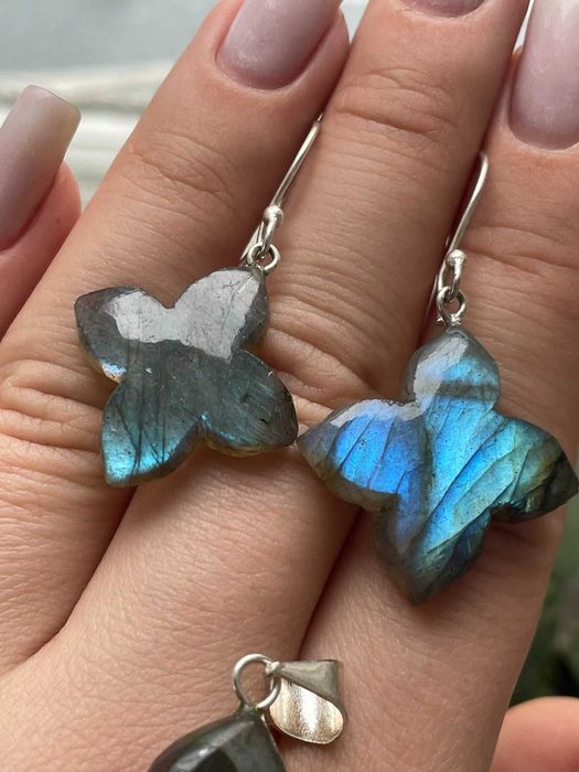 Набор с синим лабрадором .Серебро 925 пробы