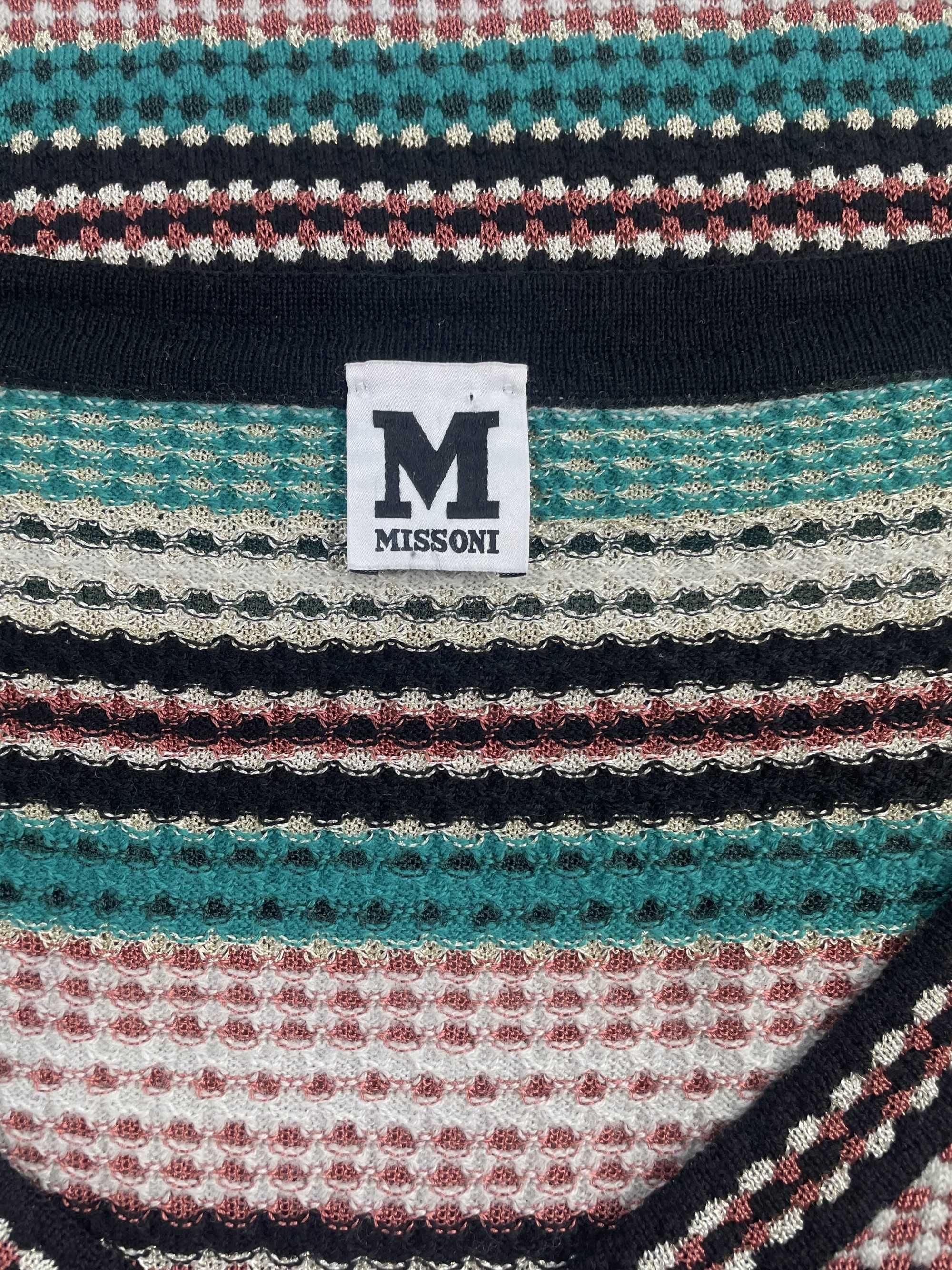 M missoni wielokolorowy damski sweter w serek wełniany
