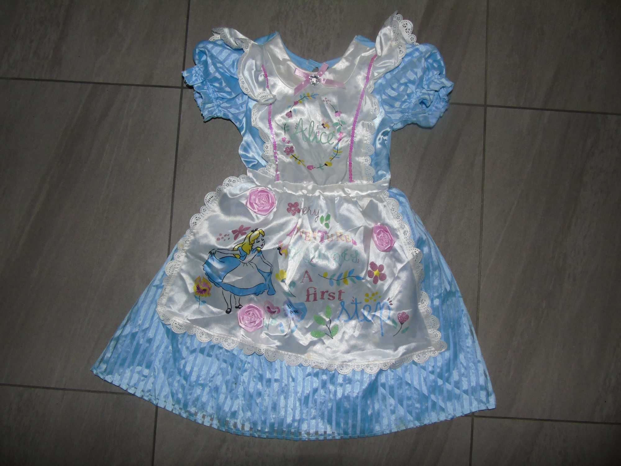 strój sukienka Alicja w Krainie Czarów 9-10 lat