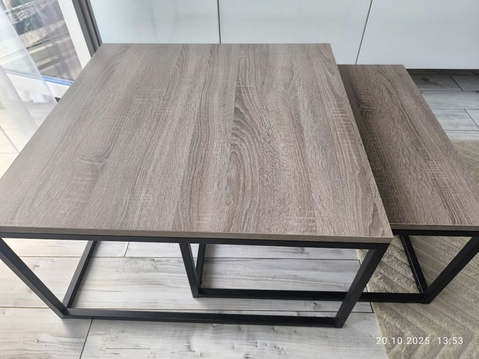 Stolik kawowy podwójny industrialny