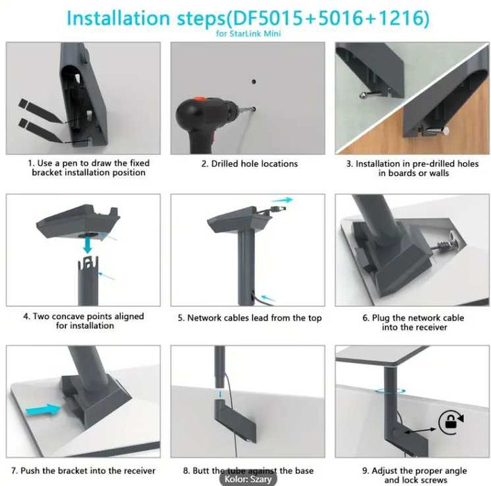 Uchwyt Montażowy Starlink Standard Gen.3 V4 Adapter Komplet Na ścianę