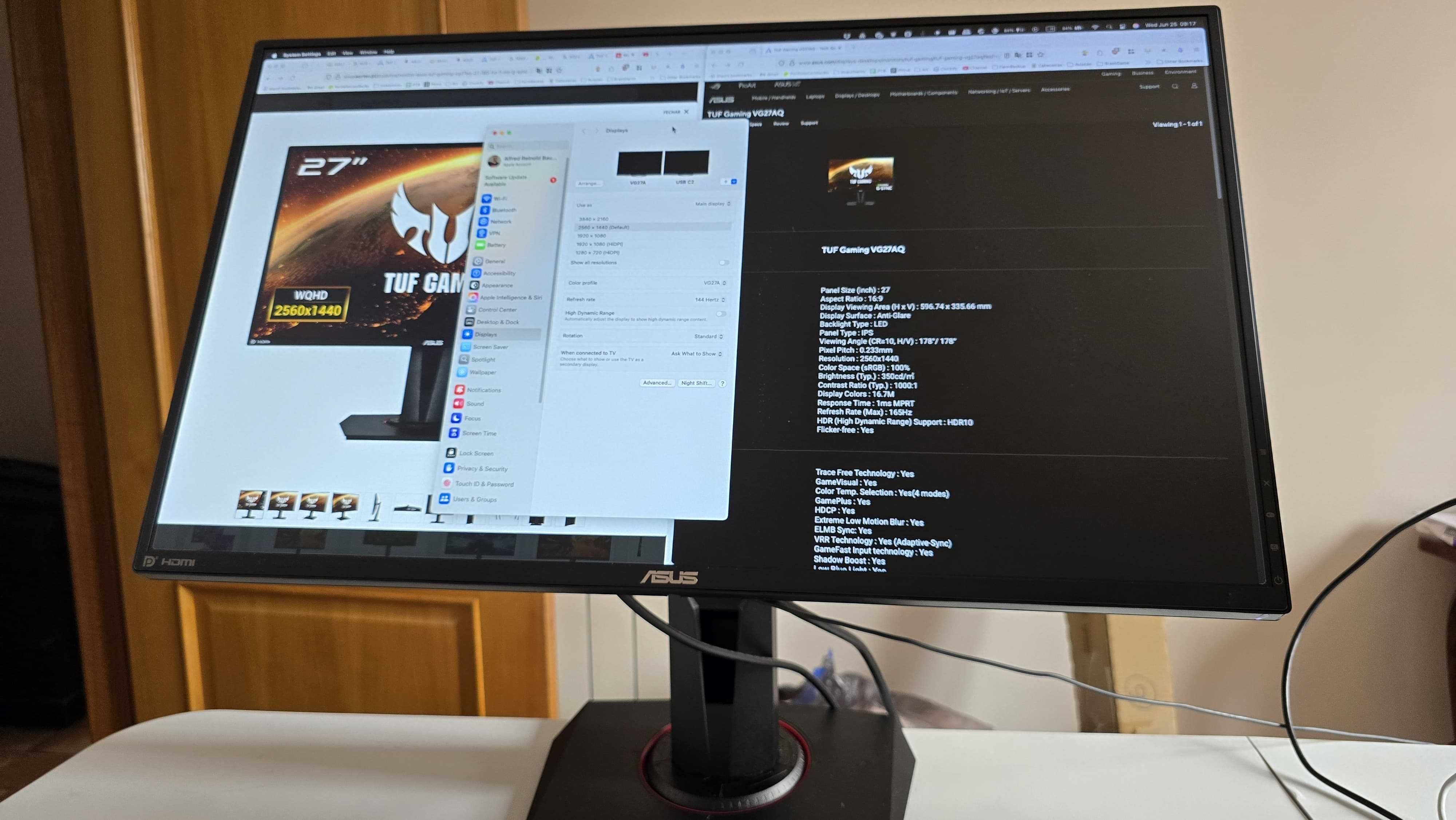 Monitor Asus TUF Gaming 27" IPS 1440p 144Hz VG27AQ 2560x1440 G-Sync