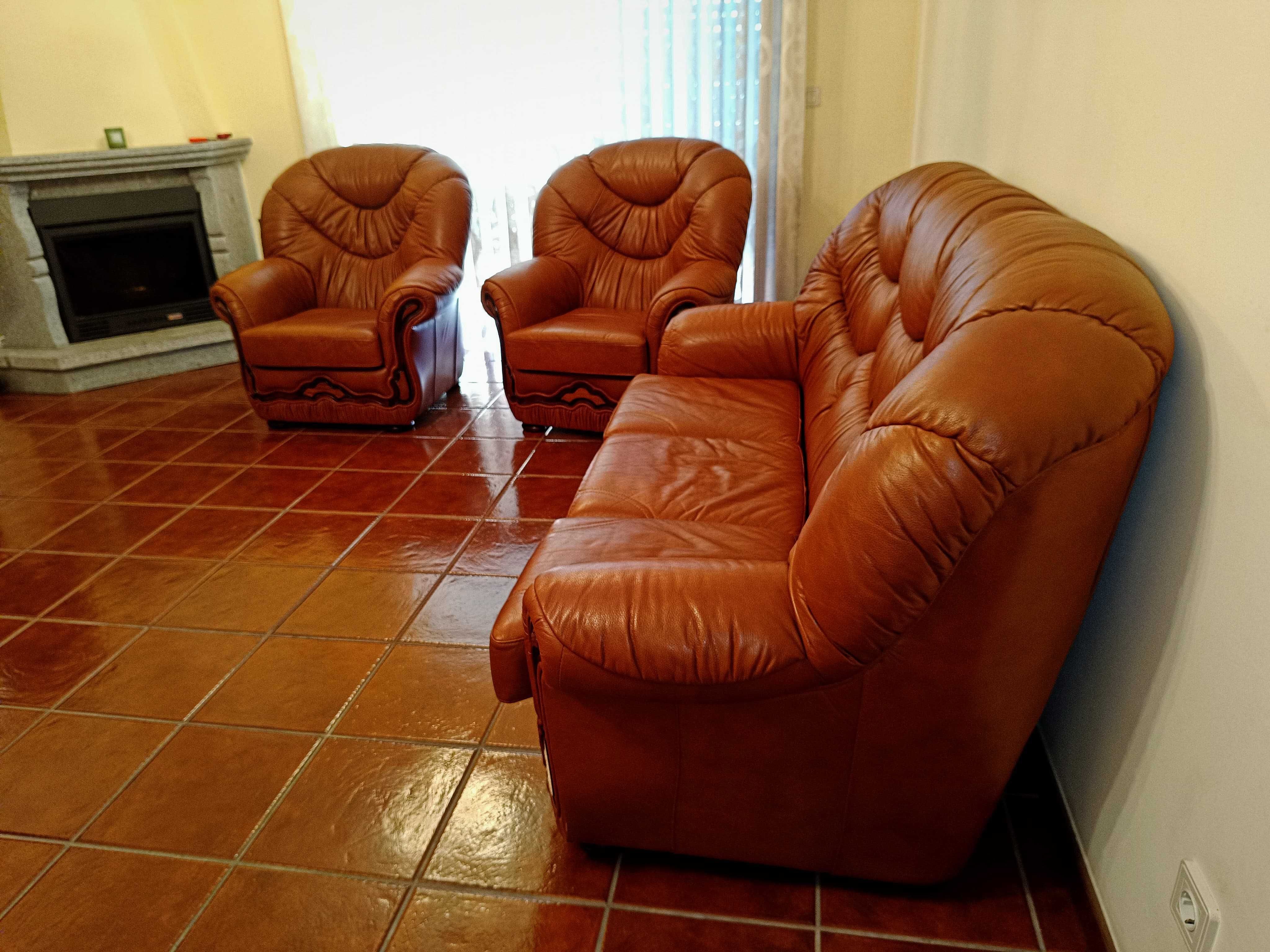 Conjunto de Sofás de cabedal (sofá cama)