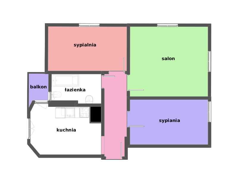 Knajfeld, 3 pokoje, 75m2, balkon