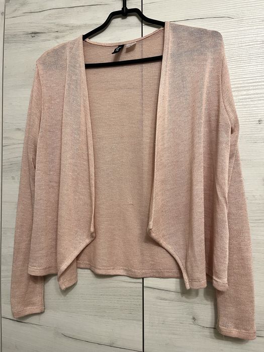 Jasnoróżowy sweterek XS H&M kardigan damski cienki sweter