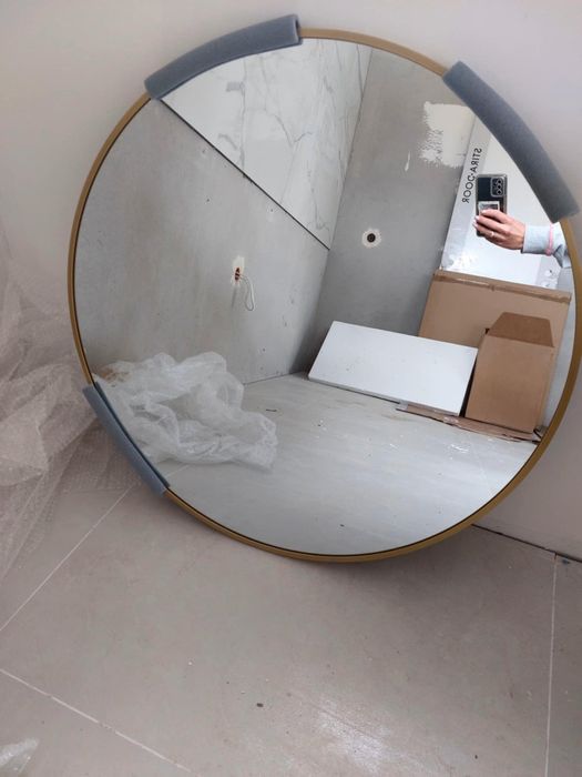 Lustro okrągłe 80cm złota rama