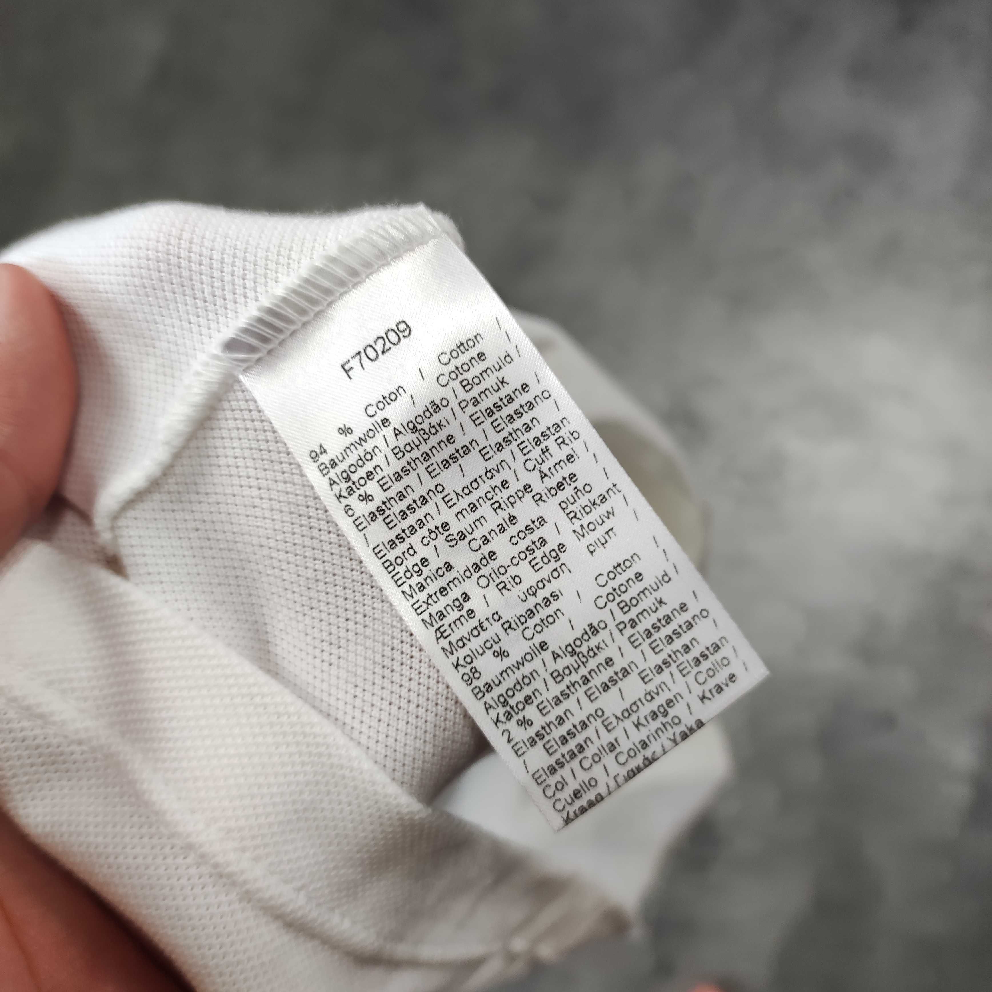 DAMSKA Koszulka Elegancka Polo Lacoste Paris Pętelka Biała Logo Haft