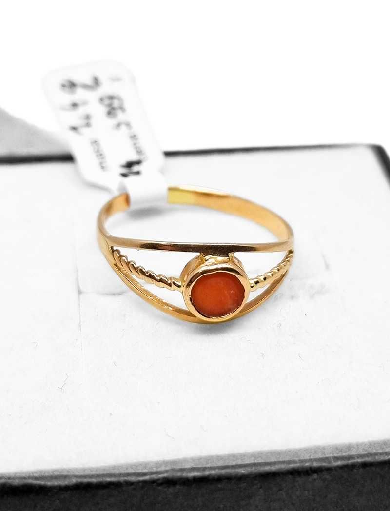 Złoty pierścionek z pomarańczowym kamieniem 585p | 1,4g | r. 14