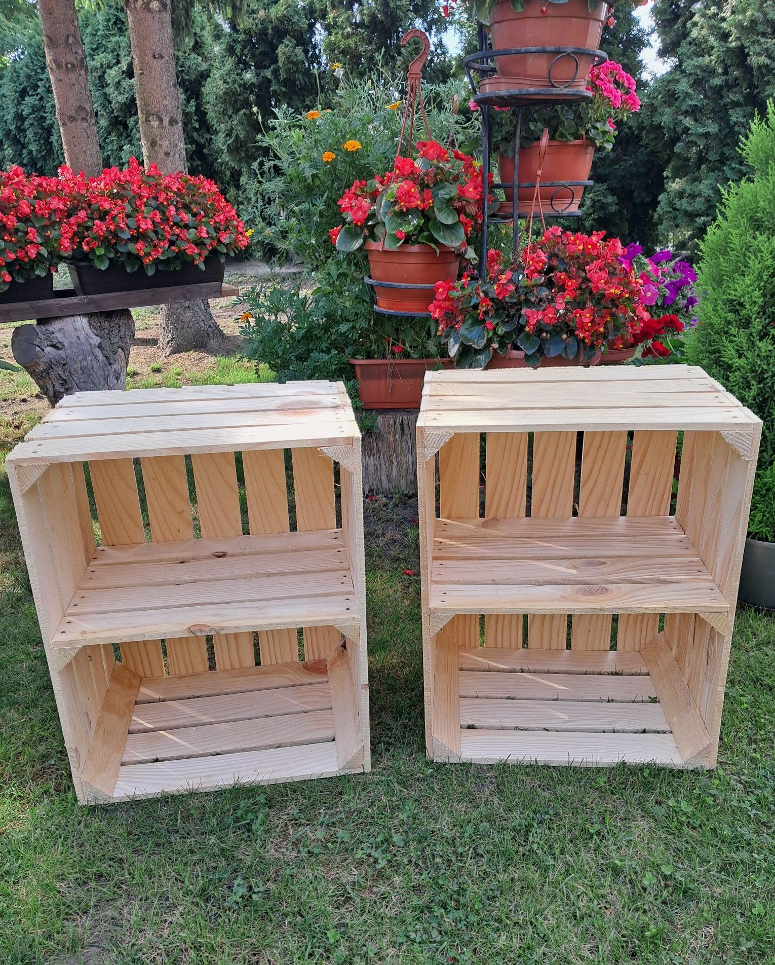 Dwie nowe skrzynki drewniane z półką krótką 50x40x30 przesyłka OLX