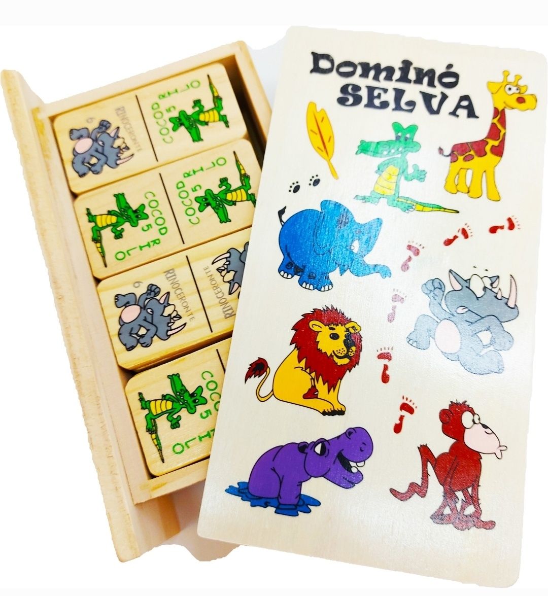 Drewniane domino zwierzęta safari