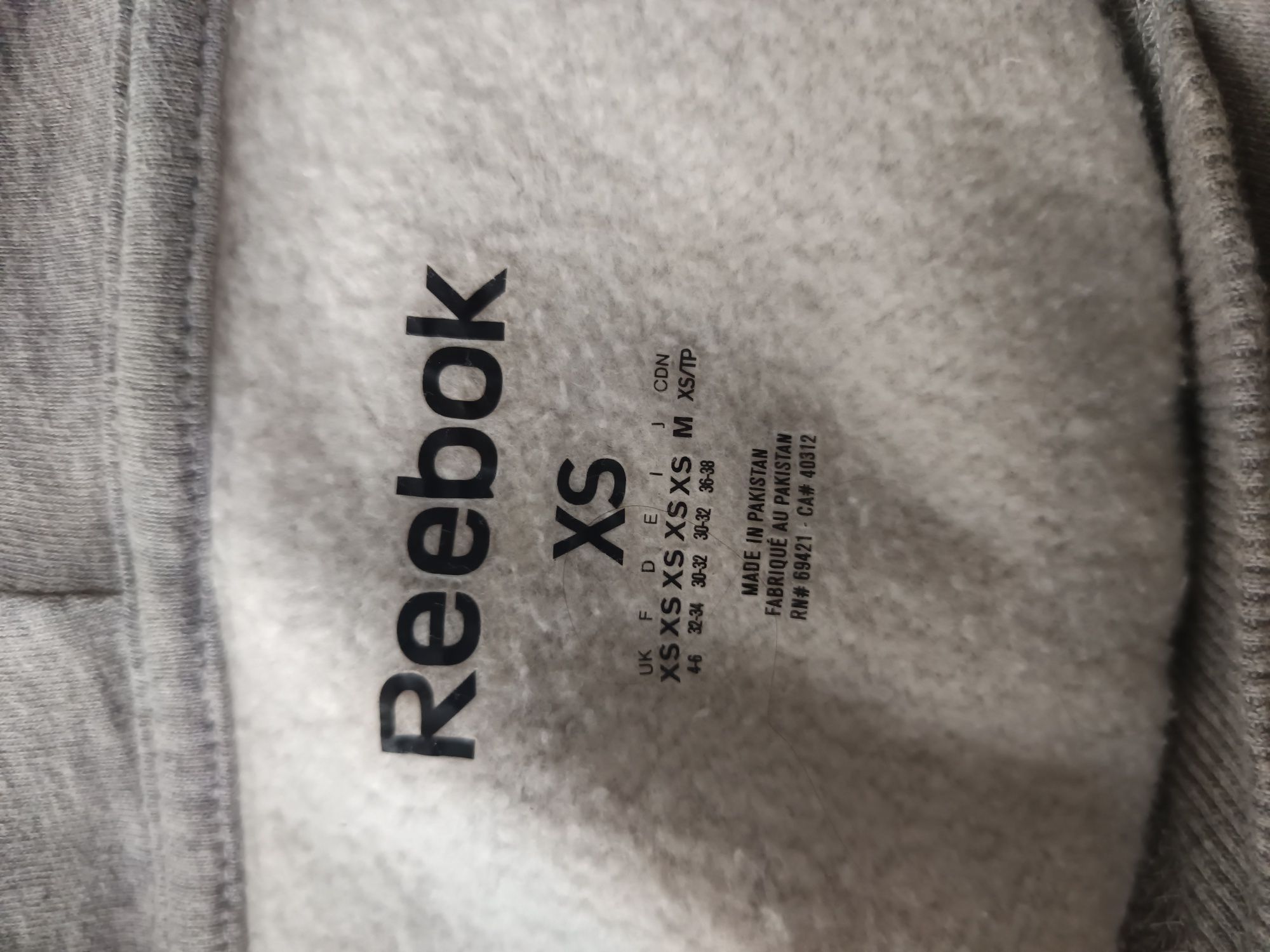 Bluza damska szara Reebok XS kangurka z kapturem