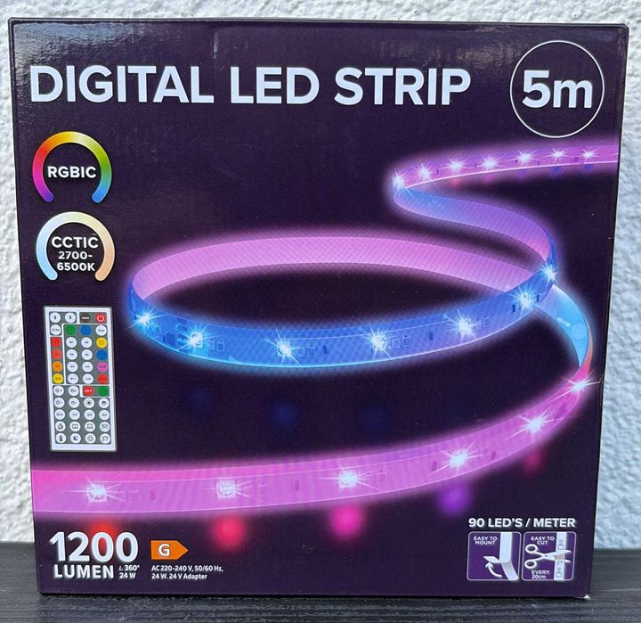 1x Taśma LED 5M RGB Digital LED STRIP 1200 Lumen, Produkt NOWY