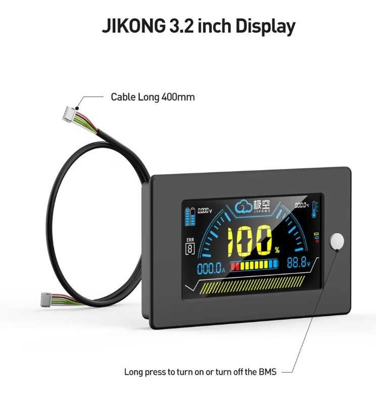 JK BMS LCD 3.2 екран дисплей JiKong врізний з кнопкою активації